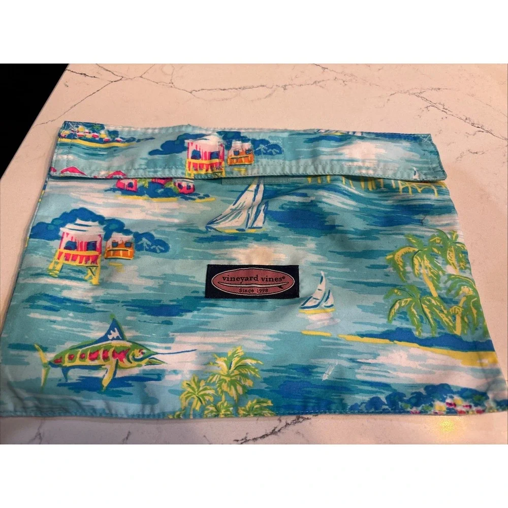 Vineyard Vines‎ Water Resistant Pouch Wet Bag Swim Suit Bag Fishing Lures Blue